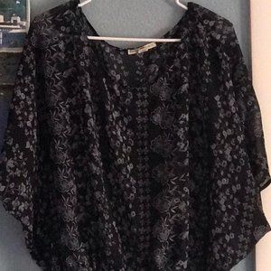 Derek Heart, Large, Black background with Blue Flowers